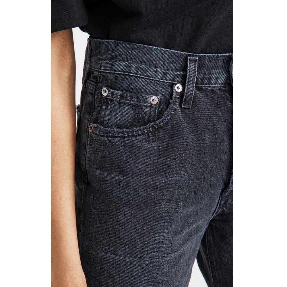 AGOLDE 90s Washed Black Distressed Denim Rip Knee Straight Leg Relaxed Jeans 23 - Picture 15 of 15